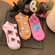 Забавные носки до лодыжки с героями мультфильмов для взрослых, носки в стиле хип-хоп, скейтборд, арбуз, фрукты, дыня, Tsama, для девочек, Pitaya