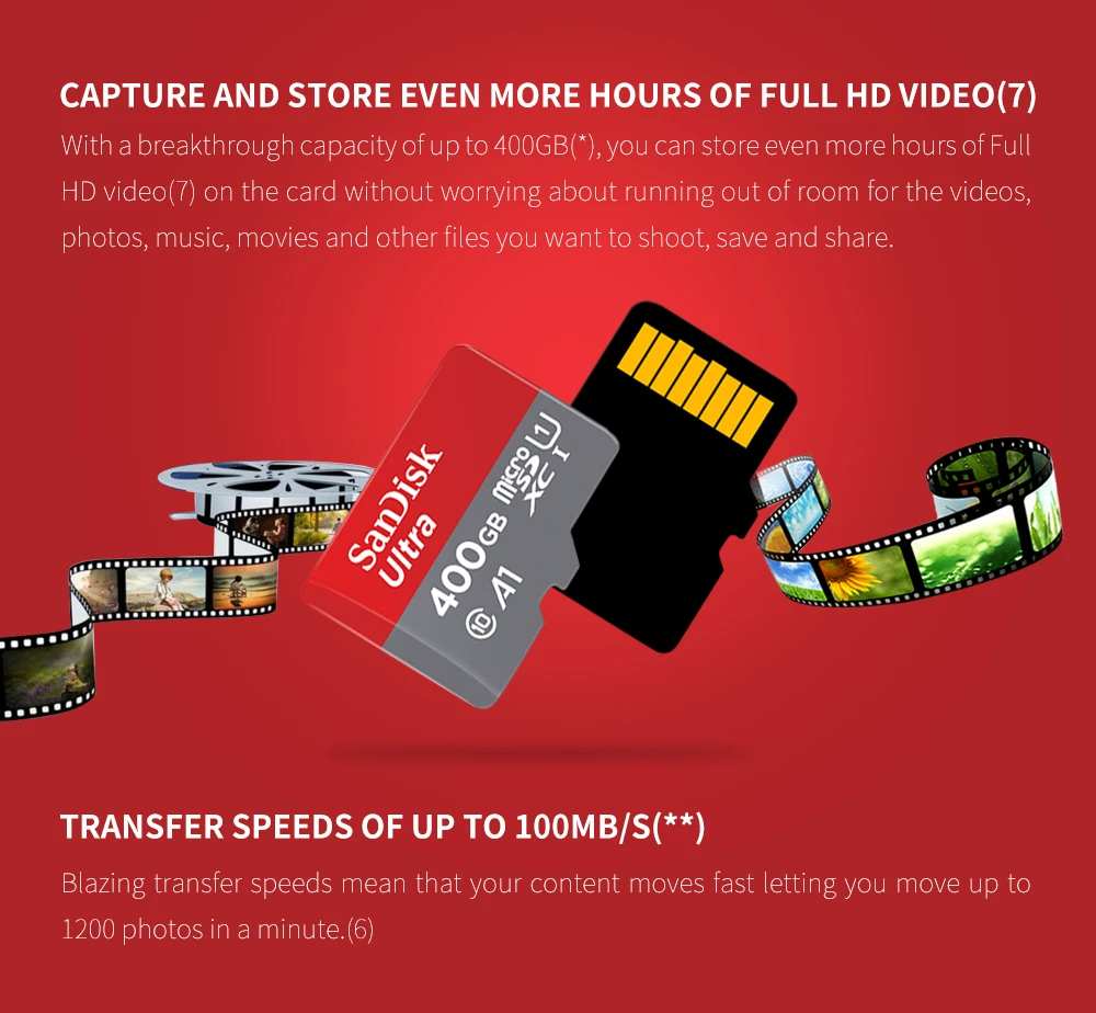 SanDisk Ultra карты памяти 16 ГБ 32 64 128 200 micro SD карта 256 Гб microSD UHS I tf A1 для смартфонов и