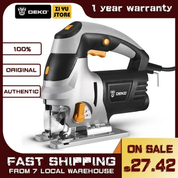 

DEKO 800W Jig Saw Laser Guide 6 Variable Speed Electric Saw with 6 Pieces Blades, Metal Ruler, Allen Wrench Jigsaw Power Tools