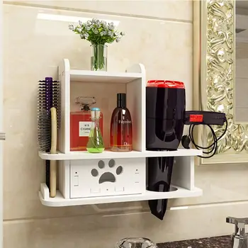 

Bathroom PVC Board Waterproof Rack Bathroom Storage Rack Hair Dryer Toilet Toiletries Waterproof Free Punching Storage Cabinet