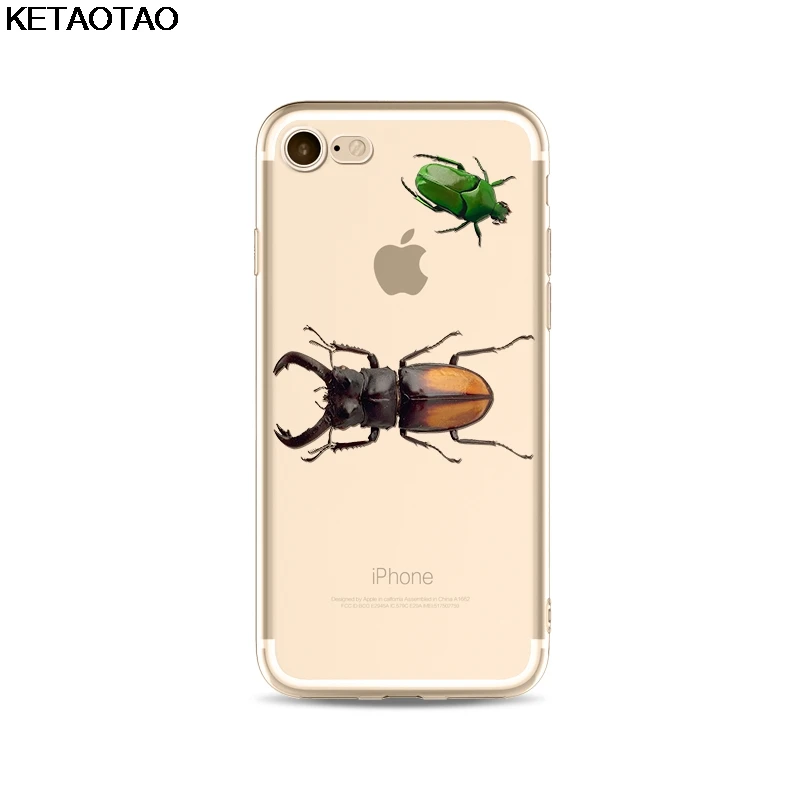 Синий Чехол для телефона с изображением насекомых KETAOTAO s для iPhone 4S 5C 5S 6 6S 7 8 Plus XR XS Max чехол кристально чистый мягкий TPU чехол s - Цвет: Синий