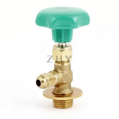 

Green Cap Gold Tone Metal R12 Refrigerant Side Can Tap Valve Opener