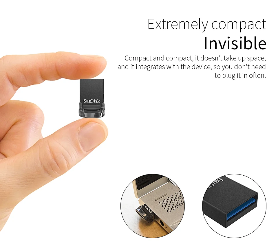SanDisk Fit USB флэш-накопитель CZ430 64 Гб 16 Гб мини USB 3,1 флэш-накопитель до 130 МБ/с./с Флэшка высокоскоростная карта памяти USB 32 Гб 128 ГБ