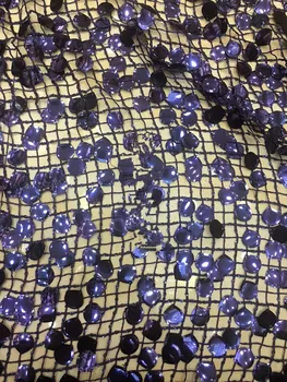 

Embroidered Net Fabric with beads With super Quality Sat-9.8501 African Tulle Lace Fabric For party Dress