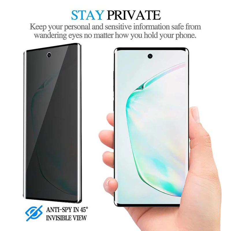 Anti Spy Tempered Glass with Fingerprint Unlock Glass for Samsung S20 Ultra S10 S9 S8 Plus Privacy Screen Protector Pellicola (5)