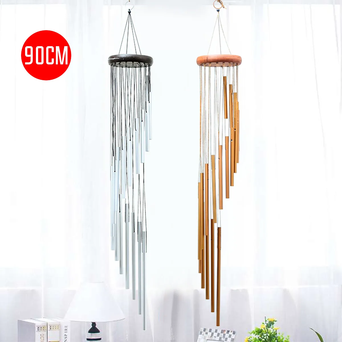 6/18 Tubes Wind Chimes 90cm Pine Aluminum Deep Relaxing Metal Wind