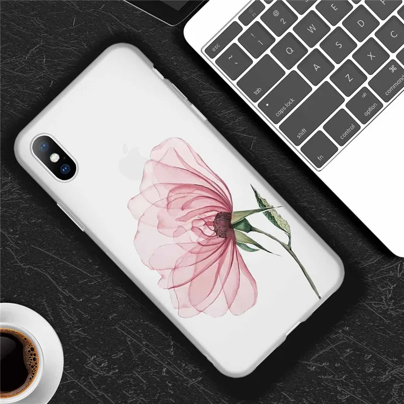 Матовый цветочный чехол для iPhone 11 Pro Max 8 7 6 6S Plus прозрачный телефона X XS XR Xs мягкий