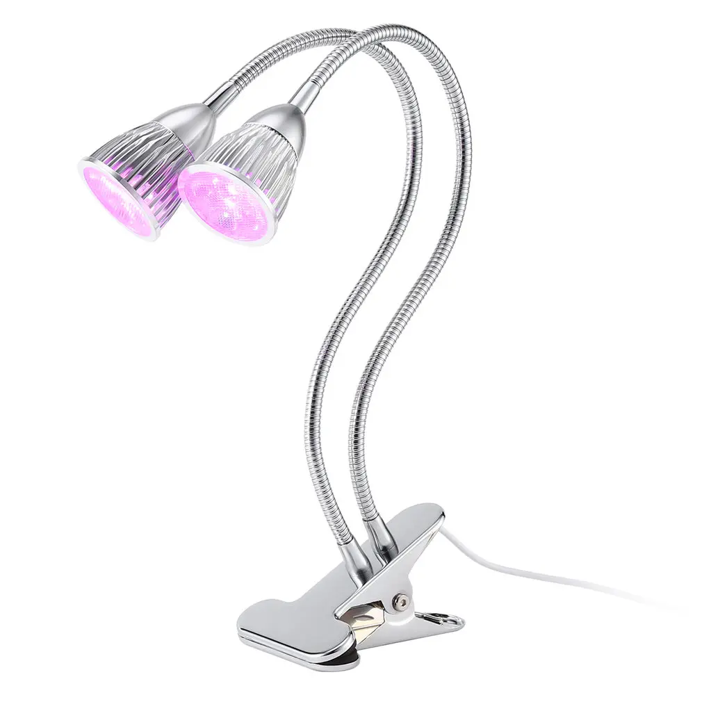 ICOCO 10W Double Head Gooseneck LED Plant Grow Light Clip Table Lamp Hydroponic Desk Grow Light Garden Lighting LED Grow Light