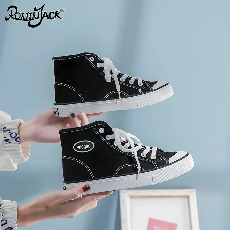 

High-top White Sneakers Women Fashion 2020 Spring Summer Designer Smiple Casual Shoes Women Flats Laec-up Canvas Shoes Women