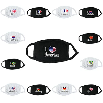 

3D Print Cotton Mask I love China washable mask I love America mouth mask Half Face Mask Sports mask for men women dropshipping