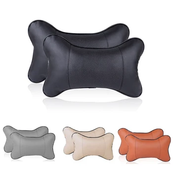 

1Pcs Mini PU Leather Universal Car Headrest Pillow Support Neck Pillow Black/Beige/Gray/Brown For Auto Car Seat