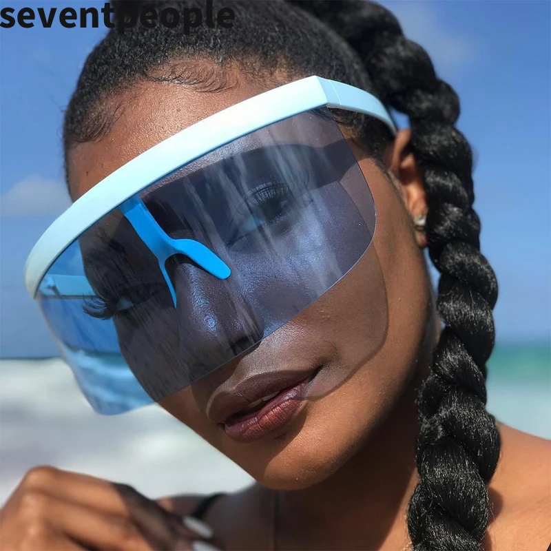 

2020 New Anti-Peeping Oversized Sunglasses Women Luxury Brand Designer Shield Visor Sunglass Men Rimless Windproof Sun Glasses