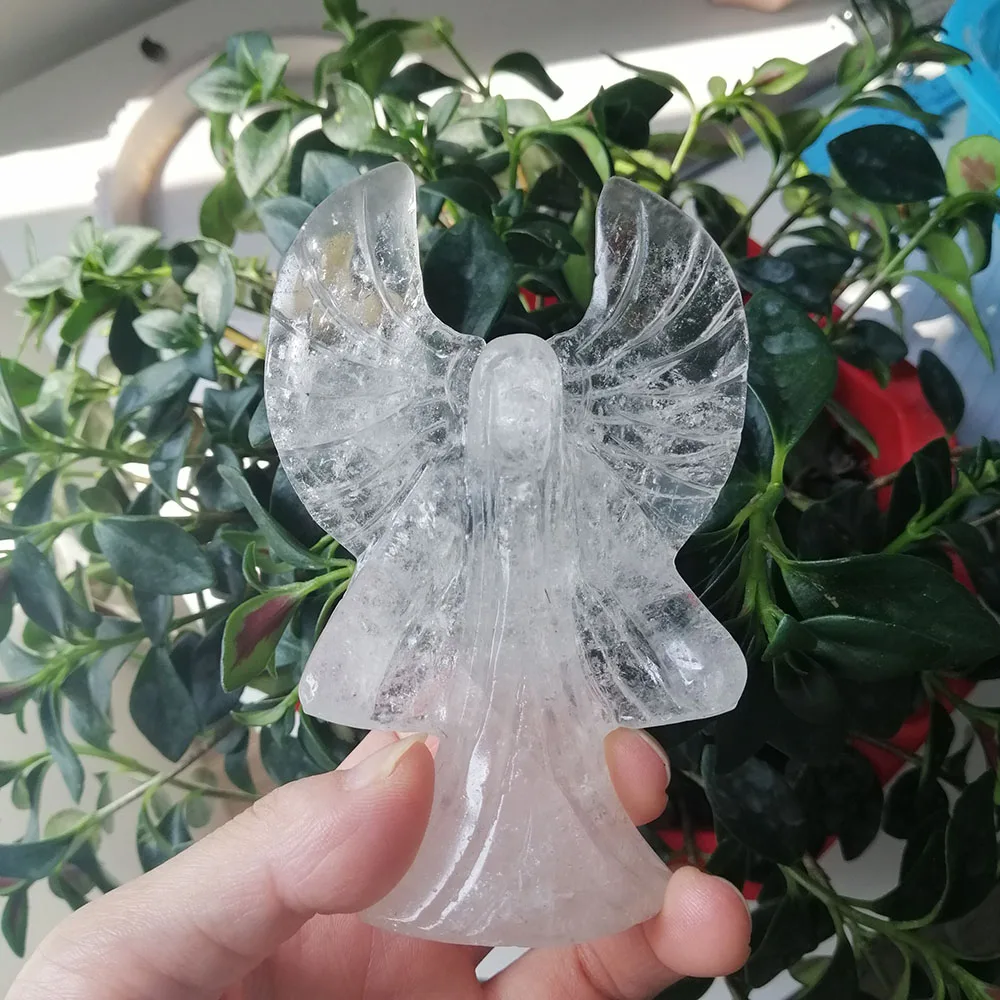 High Quality Natural Clear Quartz Dark Angel Shape Stone Hand Crafted For Gift&Home Decor ZT