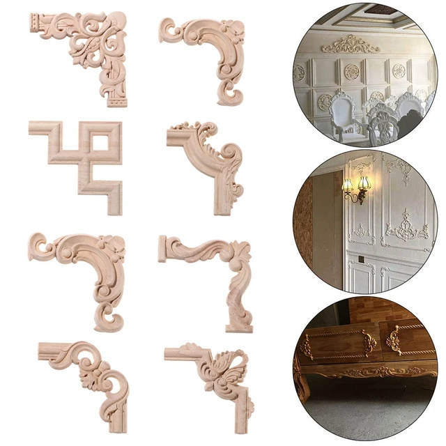 Wood carved appliques corners onlay decals for furniture flower decor Room  decorations accessories Unpainted wood decal corner - AliExpress