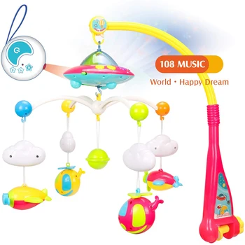 

Colorful Star Projection Crib Hanging Rattle Toy Crib Bell Music Rotation Projection Early Education Educational Toy