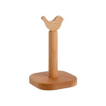 

Roll Paper Storage Rack Paper Towel Rack Shelf Kitchen Countertop Solid Wood Vertical Toilet Paper Roll Holder Small