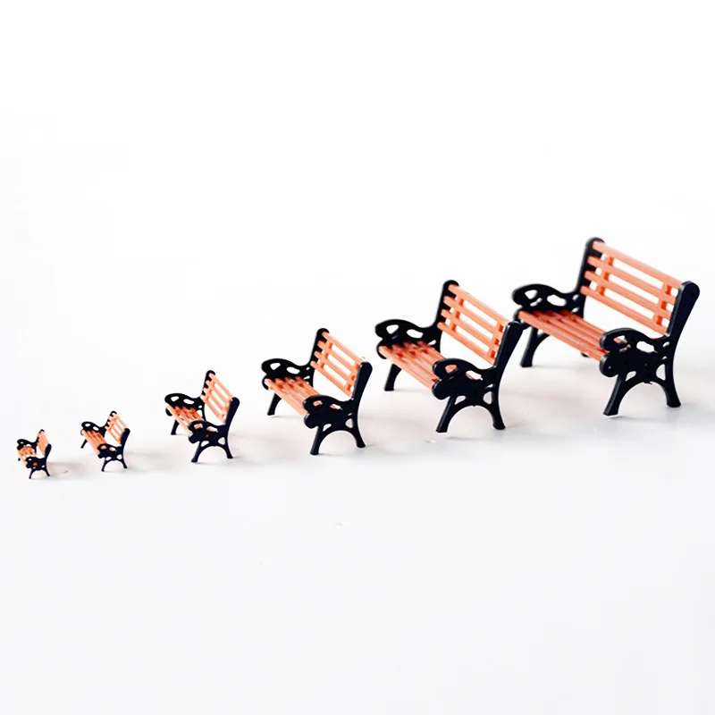 Model Park Bench miniature ornament Mini Garden Ornament Craft DIY Figurines Landscape Model Garden Decor 1Pcs
