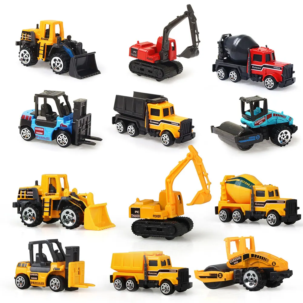 CDELEC 1PC Class Toys Fashion Toy Metal Car Toys Mini Gifts Construction Vehicle Engineering Car Toy excavator Digger dump truck model Christmas Alloy for kids boys Car Toy 