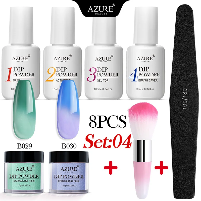 Azure beauty 8 шт./лот Хамелеон термо Dip порошок дизайн ногтей Блеск градиентный цвет