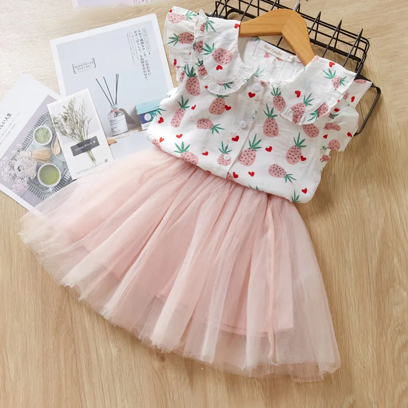 Melario/платья для девочек, коллекция года, милое платье принцессы, одежда для маленьких девочек, платья для свадебной вечеринки, детская одежда, розовая аппликация - Цвет: AX1145pink
