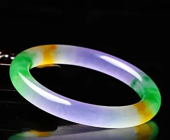 

56mm-62mm Inner Dimater Natural Burma Ice tricolor violet Jade Bangle Fine Gemstone Jade Bangle Jewelry For Woman Gifts