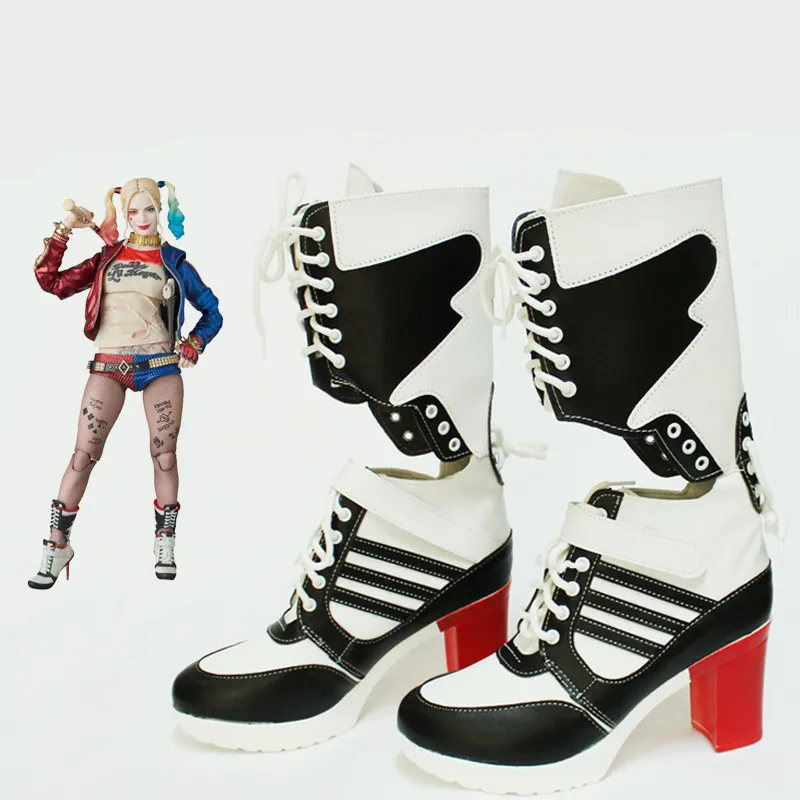 

Halloween clown props Batman joker suicide squad harley quinn shoes cosplay adults woman boots ladies girls high-heeled shoes