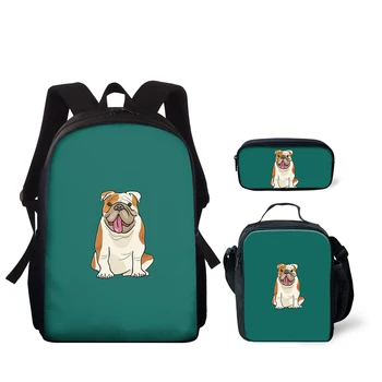 

3 Pcs/Set Kids Pug Dog 3D Print School Backpack Satchel School Bag Cute Book Bags For Teenage Boys Girls Fashion Bookbag Mochila