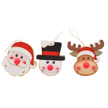 

3Pcs Christmas Wooden LED Light Pendants Xmas Tree Luminous Pendant Party Decor
