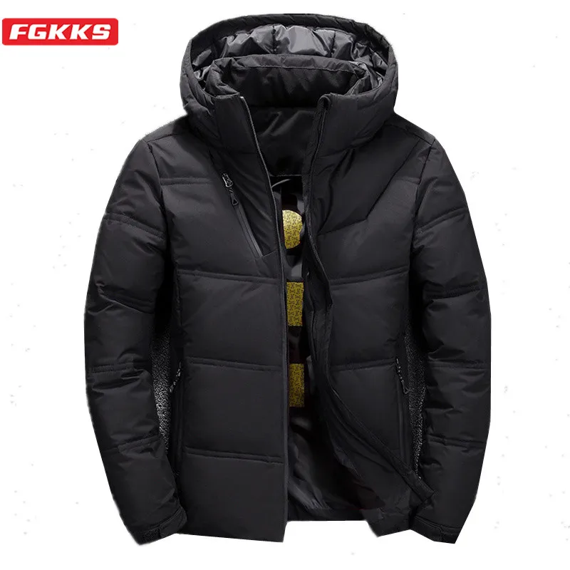 

FGKKS Winter Brand Men Down Jackets Coats Men's Trendy Wild Thick Warm Down Coat Hooded Casual Down Jacket Male