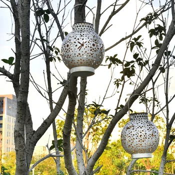 

Yard Walkway Solar Garden Lantern Lawn Shadow Effect Iron Outdoor Waterproof Landscape Table Hollowed Out Hanging Park Retro