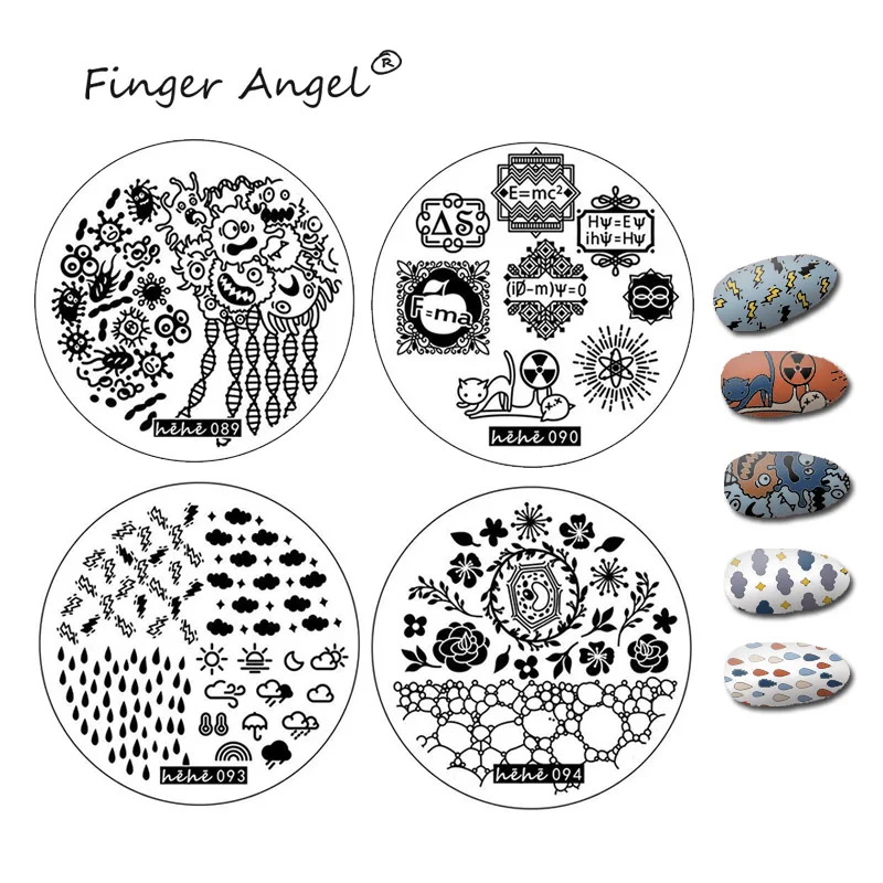 Finger Angel 1 шт. пластины для штамповки ногтей штамп изображения пластырь прекрасный с забавным мультяшным дизайном DIY шаблоны для ногтей круглый Маникюрный Инструмент