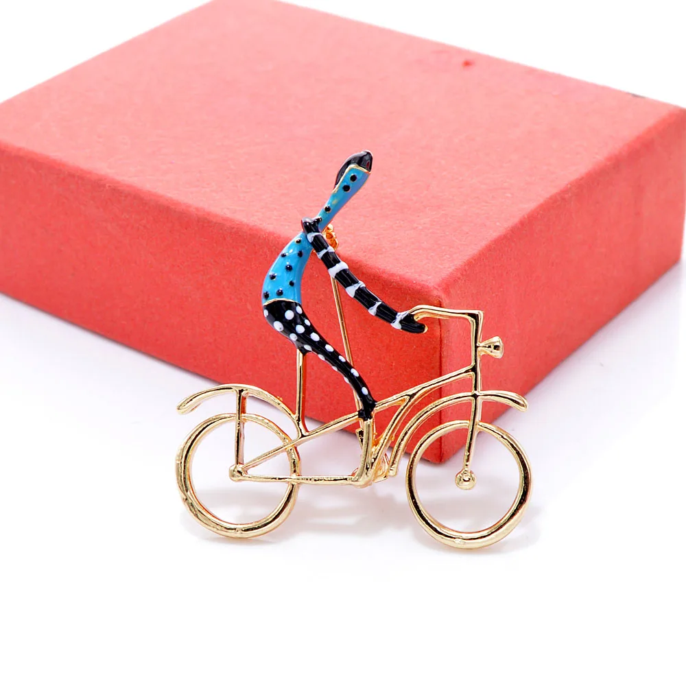 CINDY XIANG Enamel Ride Bike Brooches for Women Fashion Creative Design Jewelry 3 Color Avaible High Quality New