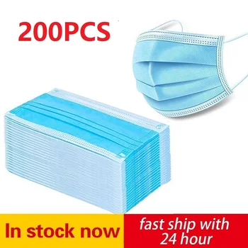

50-200pcs Disposable Masks Face Mouth Anti Dust Proof 3 Layers Filter Earloop Non Woven Dustproof Mouth Masks 12 hours Shipping