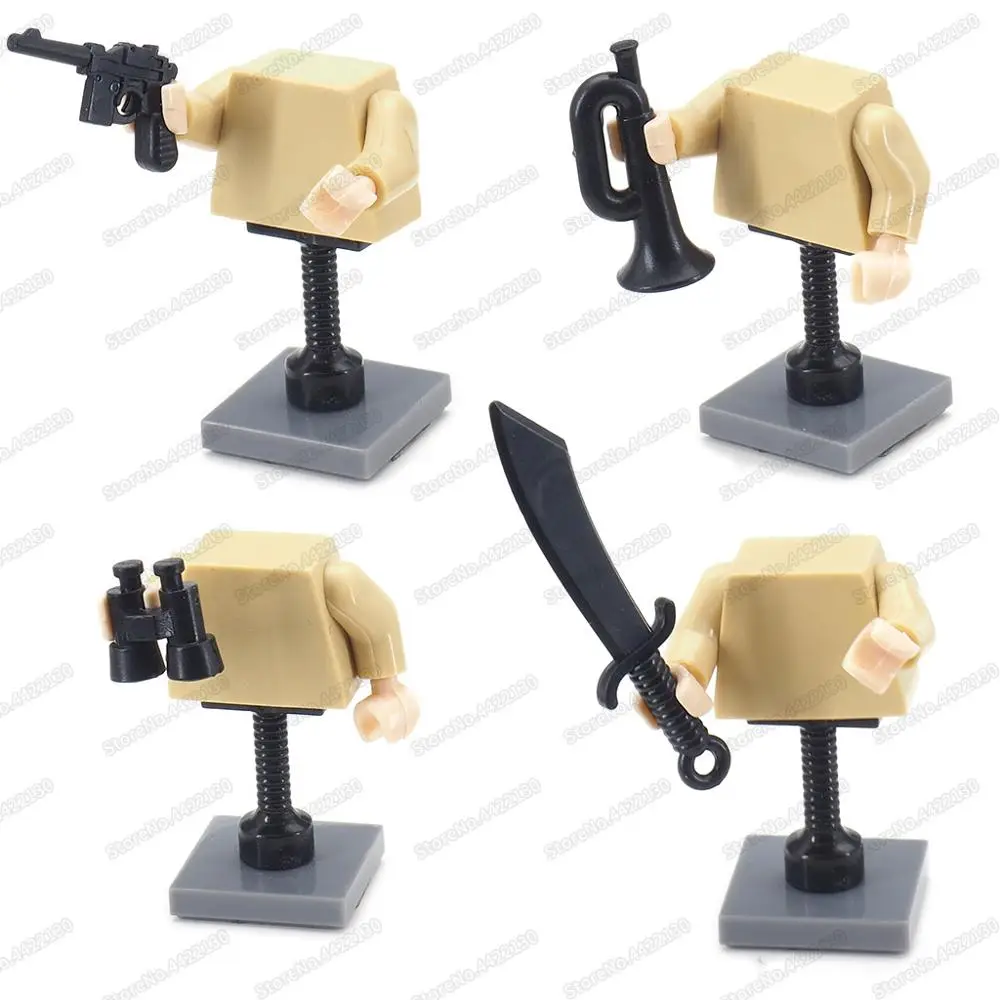 Military Assembly Weapons WW2 Crooked Handle Guns Building Block Army Engineer Shovel Soldier Equipment Moc Model Child Gift Toy
