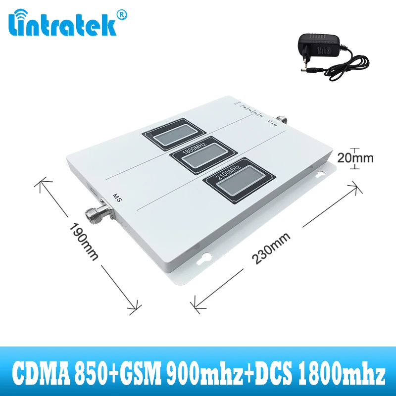 Трехдиапазонный ретранслятор сотового сигнала lintratek CDMA 850 GSM 900 DCS1800 мобильный