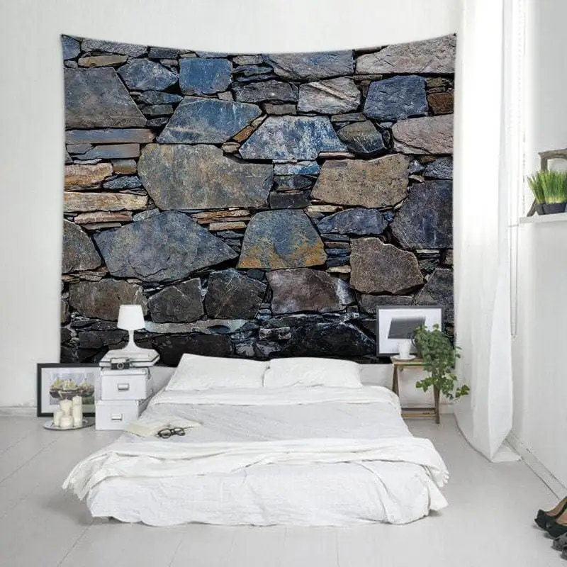 3D Stone Brick Decorative Rectangle Tapestry Wall Hanging Living Bedroom Room Decorations Decor Bedspread Wall Tapestries