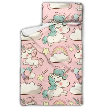 

Cute Unicorns With Clouds Rainbow And Stars Mattress Toddler Nap Mat Sleeping Pad Kindergarten Children Bedding Set With Pillow