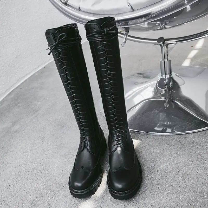 style 2 black ALLBITEFO/Лидер продаж; высокие сапоги до середины икры из натуральной кожи; зимние женские сапоги высокого качества; высокие сапоги - Цвет: style 2 black