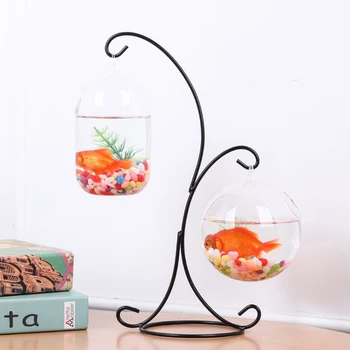 

1set/pack Metal Stand Glass Terrarium Micro-Landscape Glass Bottle Hydroponic Flower Plant Glass Aquarium Vase Home Decorative