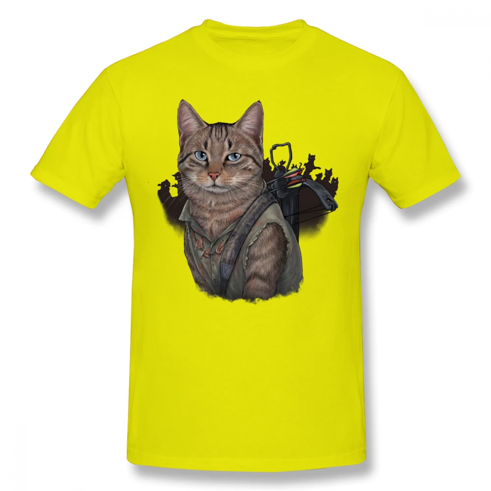 Yellow one yona Daryl Dixon T Shirt Daryl Dixon Cat T-Shirt Plus size Cute Tee Shirt 100 Cotton Printed Summer Man Short Sleeves Tshirt - Цвет: Yellow