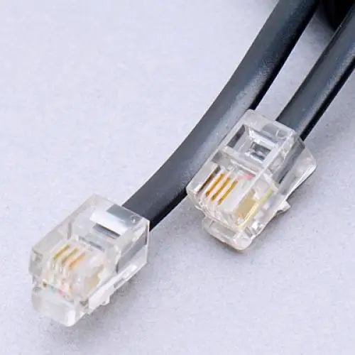1 Pcs Replacement Male RJ11 To Male RJ11 4P4C Plug Coiled Stretchy Telephone Handsets Cable Line Black 2m / 6.5ft