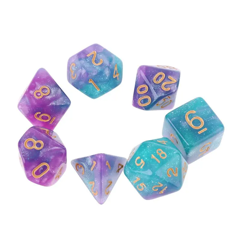 7 шт./компл. Dichromatic D4 D6 D8 D10 D12 D20 многогранные циферблаты настольный