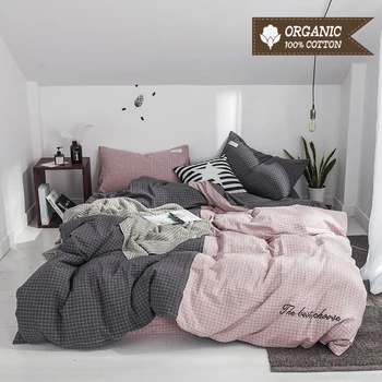 

100% Washed Cotton Bedding Set 40S 133*72 Yarn-Dyed Plaid style Bed Sheet Quilt Cover Pillowcase 3-4pcs Bed Linen Set