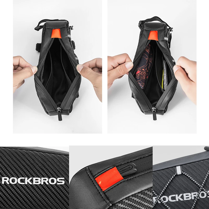 Bike bag bicycle bag bike accessory ROCKBROS Bicycle Bag Reflective Front Top Frame Tube Bag Ultralight Portable Bike Parcel Big Capacity Pocket Cycling Accessories