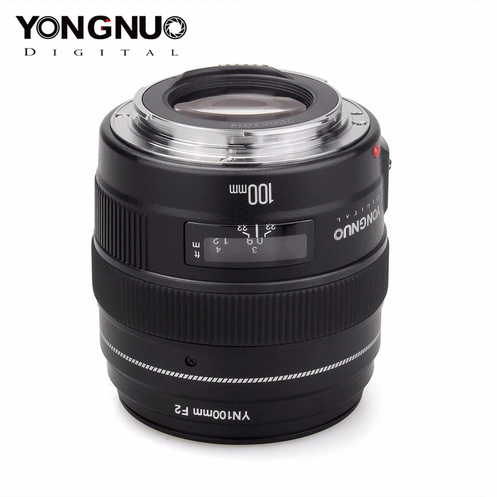 Светодиодная лампа для видеосъемки YONGNUO 100 мм YN100mm F2 фиксированным фокусным расстоянием большой апертурой Средний Телеобъектив Объектив с фиксированным фокусным расстоянием объектив IS USM для Canon EF крепление 5D 5D Характеристическая вязкость полимера 1300D T6 760D 1300D Nikon Камера