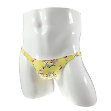 Floral Ice Silk Brief Men Sexy Bikini Breathable And Comfortable Underwear Translucent Floral Thong Jockstrap Male Pouch Panties
