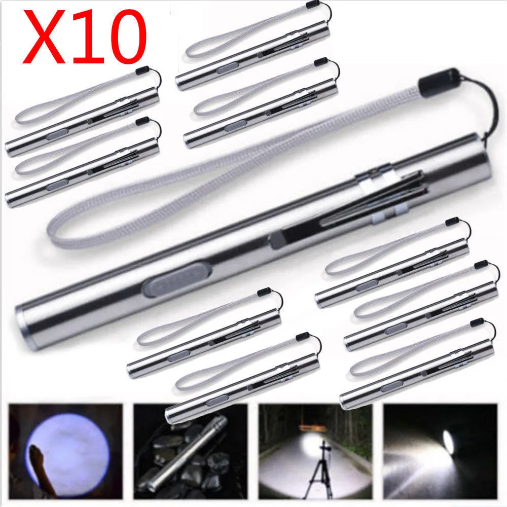 

10x 8000LM Pocket Tactical Flashlight Torch LED Pen XMLT6 USB Rechargeable Light Charged By USB Plug