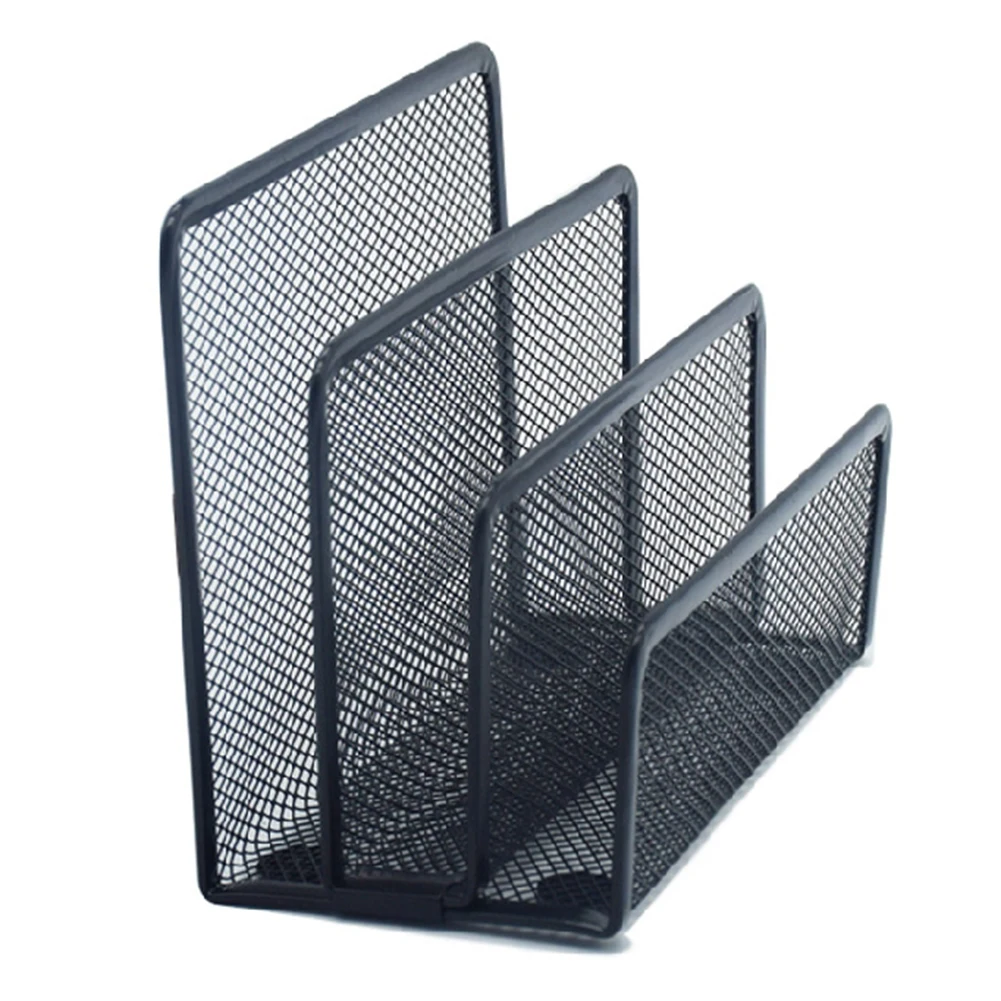 Креативная металлическая сетка для стола органайзер 3 ячейки настольная книжная