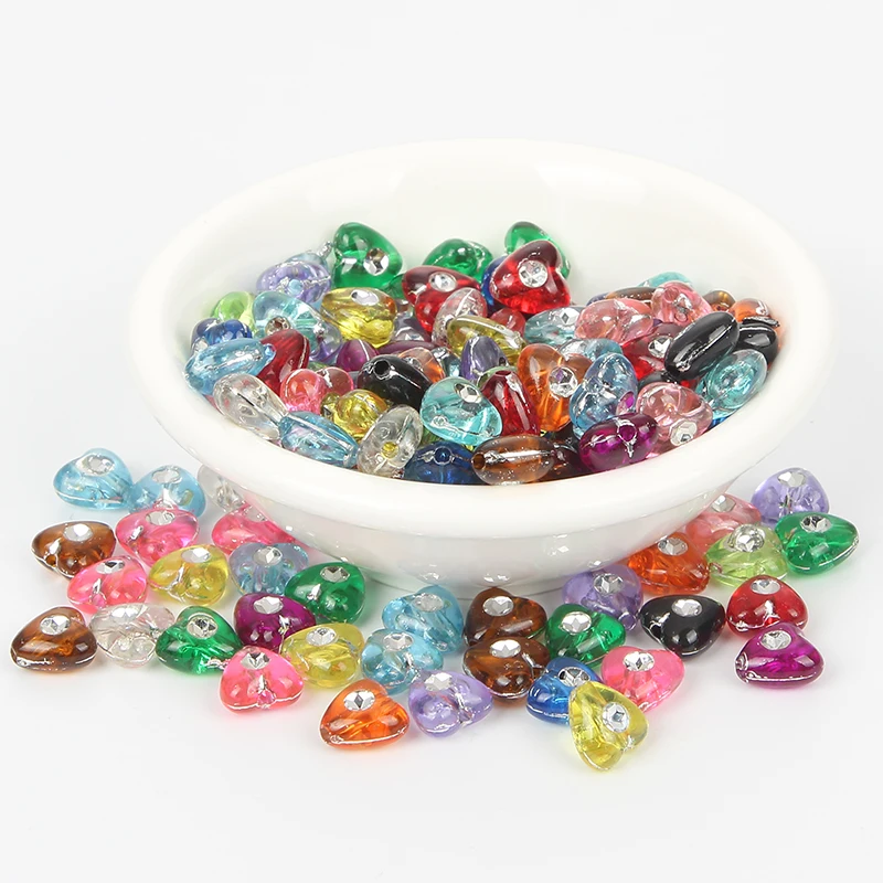100 шт. прозрачный Сердце Стразы акриловые бусины для изготовления ювелирных