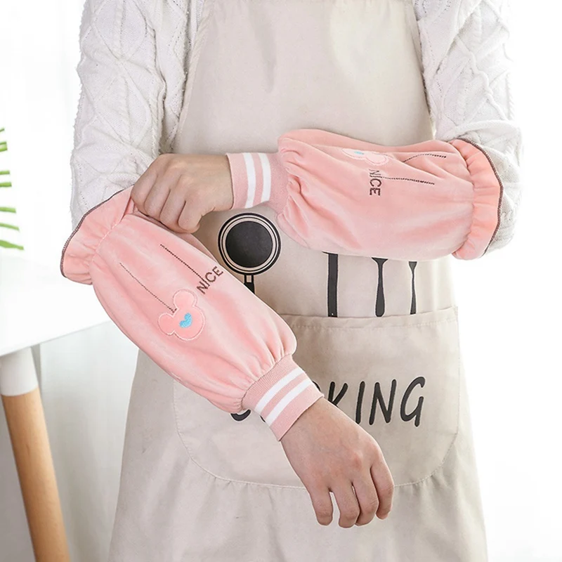 Модный Детский пуховик с милыми рукавами для девочек-школьников износостойкий рабочий рукав с защитой от пятен